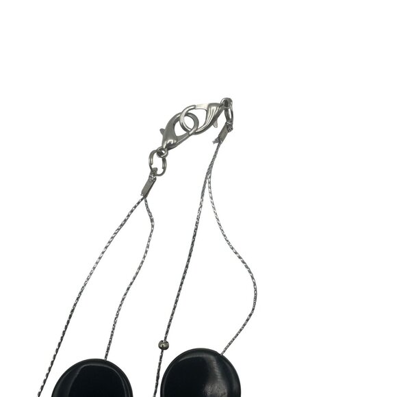 Black Silver Double Strand Bead Necklace 21 Inches Lobster Clasp Stylish Design - Picture 3 of 5